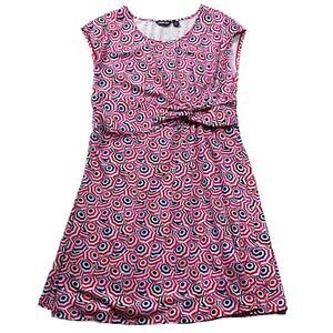 Lands End Womens Dress size 2X Red Blue Multi A-Line Cotton Stretch Sleeveless